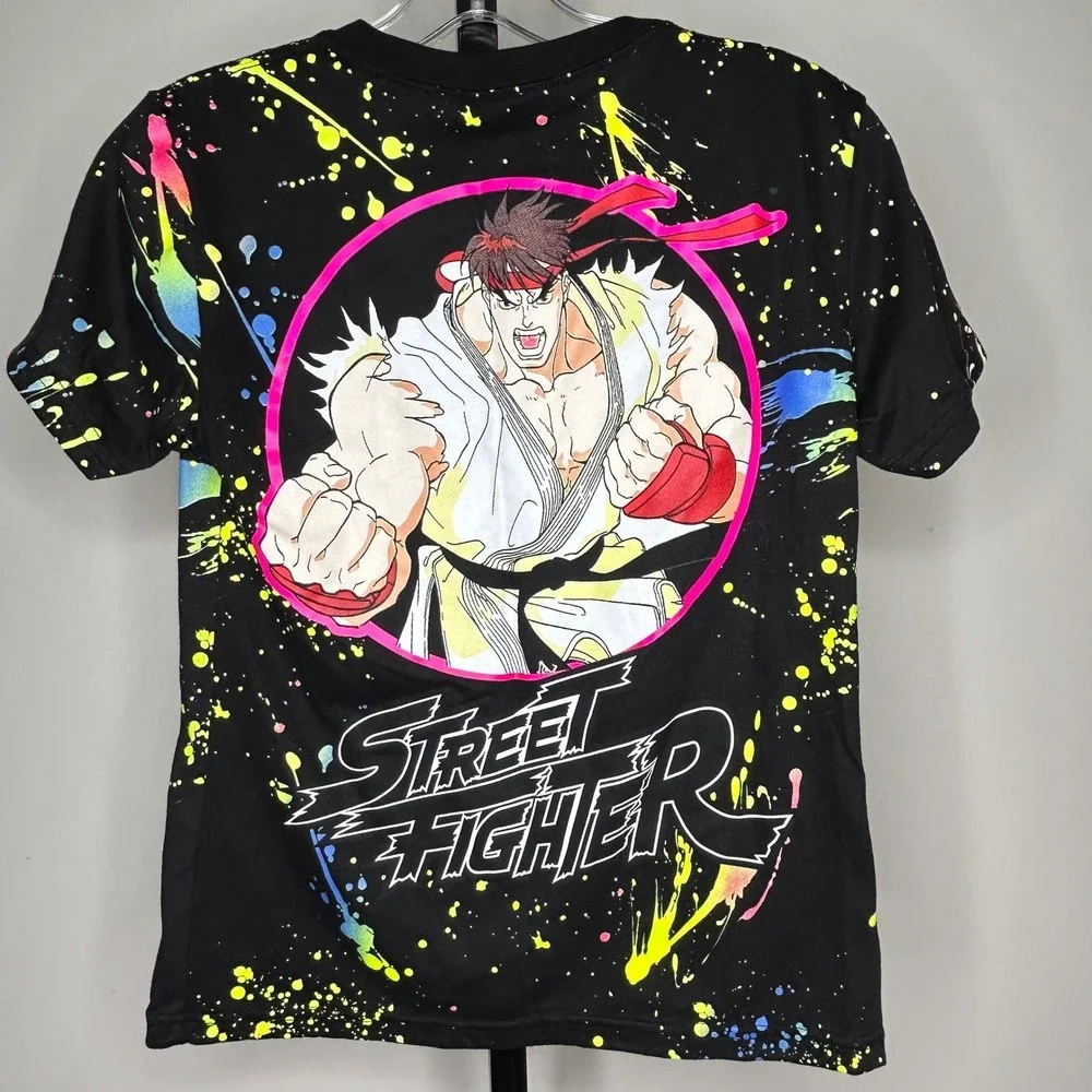 Street Fighter Capcom Kids T-Shirt Size‎ S Colorful Splatter Graphic Tee